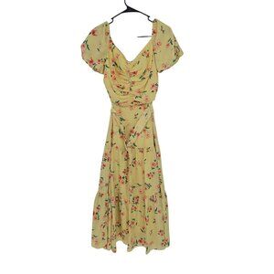 Paloma Blue Size Large Evie Dress Yellow Floral Print with Belt  MSRP $504